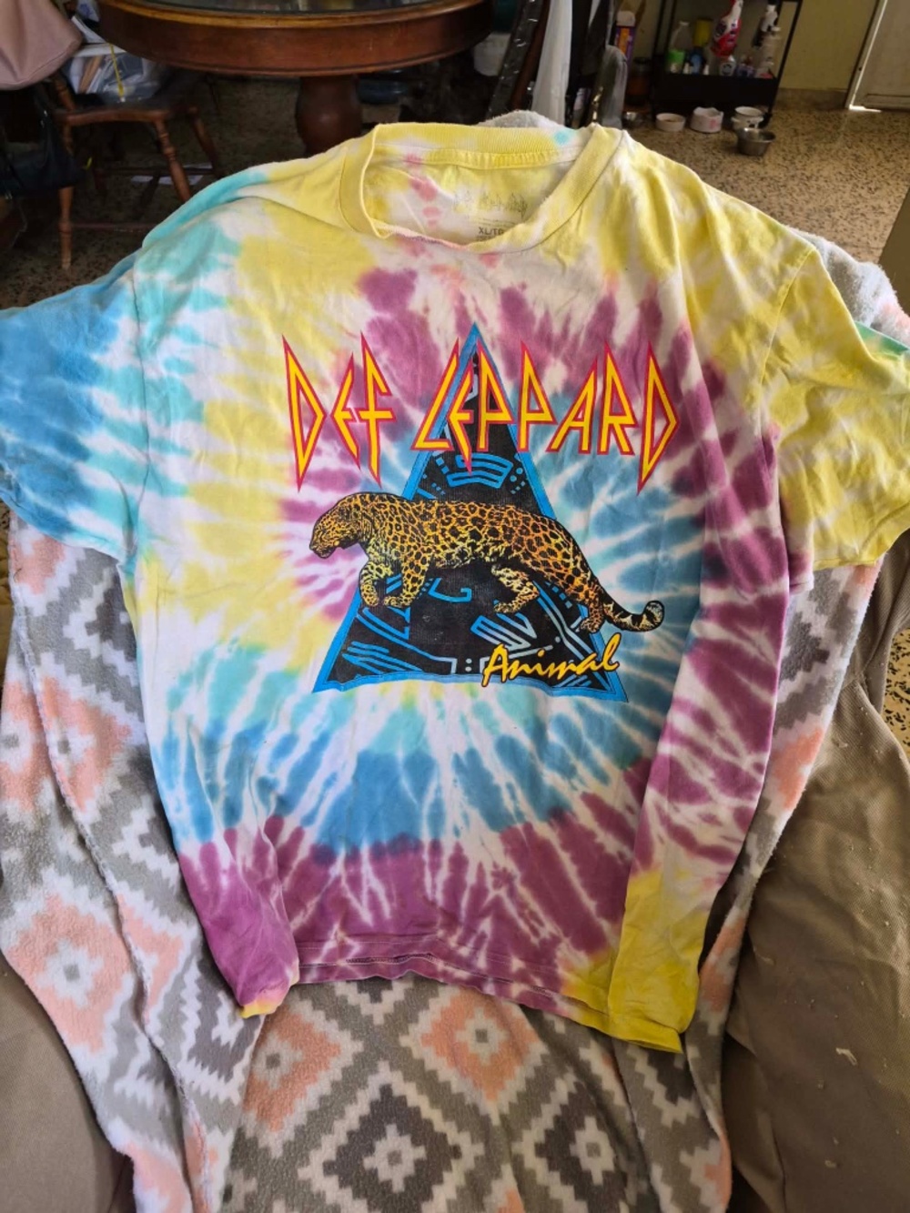 Rock band tshirt  Def Leppard Animal Tie Dye